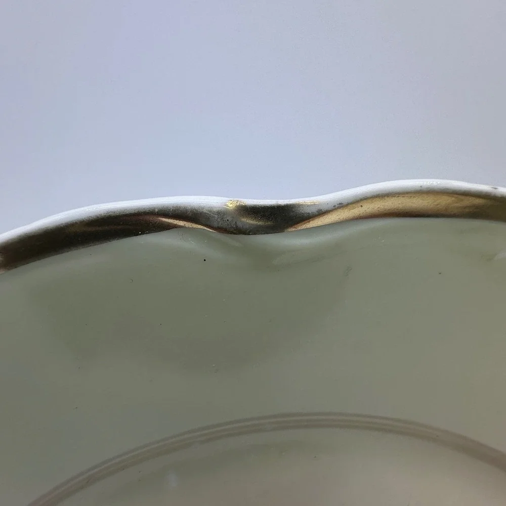 J&C Louise Bavaria Antique Porcelain Cake Plate Yellow Roses Gold Gilt Signed